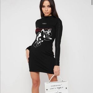 WONDERLAND PRINT DRESS - BLACK